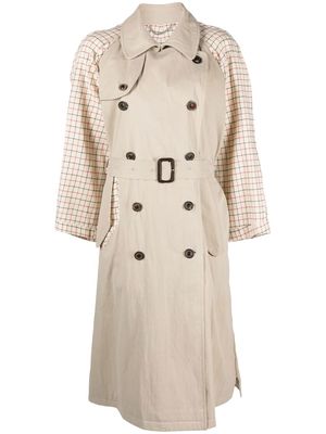 Maison Margiela checked double-breasted trench coat - Neutrals