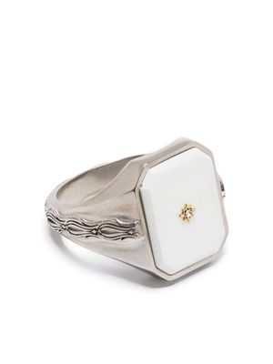 Maison Margiela diamanté-embellished signet ring - Silver