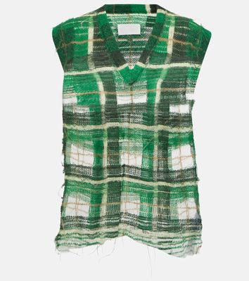 Maison Margiela Distressed checked mohair-blend sweater vest