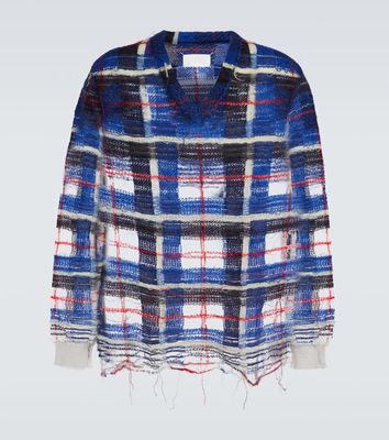 Maison Margiela Distressed checked mohair-blend sweater