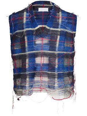 Maison Margiela distressed checked tank top - Blue