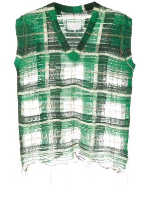 Maison Margiela distressed checked tank top - Green