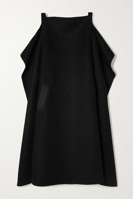 Maison Margiela - Distressed Wool And Silk-blend Satin Midi Wrap Dress - Black