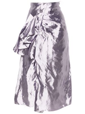 Maison Margiela drape-detailed satin midi skirt - Purple