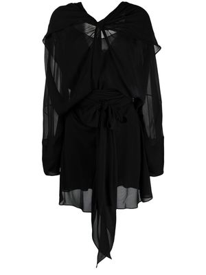 Maison Margiela draped long-sleeved mini dress - Black