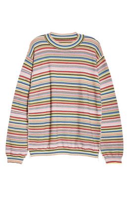 Maison Margiela Exposed Seam Stripe Cotton Crewneck Sweater in Stripes Color Mix