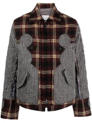 Maison Margiela exposed-seams plaid-check jacket - Brown