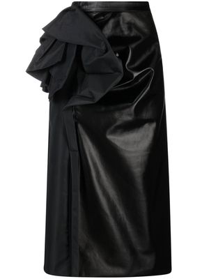 Maison Margiela faux-leather draped midi skirt - Black