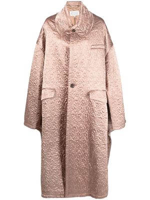 Maison Margiela floral-embroidered single-breasted coat - Neutrals