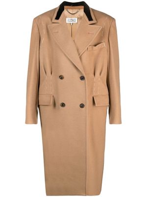 Maison Margiela four-stitch double-breasted coat - Brown