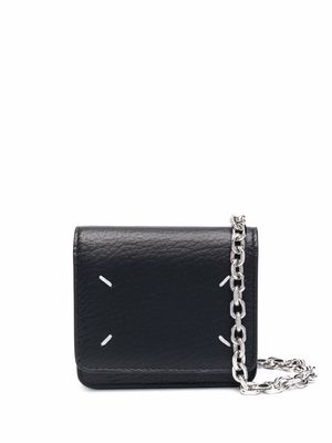 Maison Margiela four-stitch leather chain wallet - Black