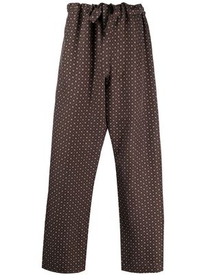 Maison Margiela geometric-pattern drawstring silk trousers - Brown