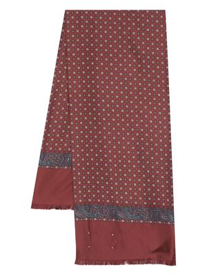 Maison Margiela geometric-print frayed scarf - Red