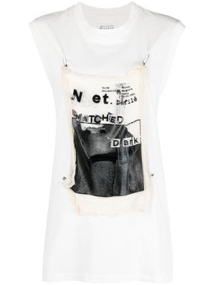 Maison Margiela graphic-appliqué sleeveless cotton T-shirt - White