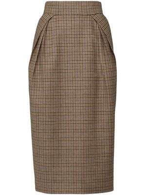 Maison Margiela houndstooth wool midi skirt - Brown