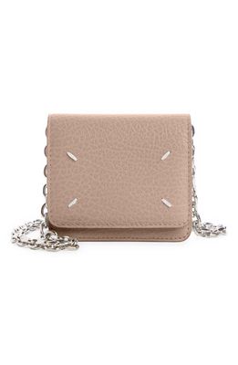 Maison Margiela Leather Wallet on a Chain in Mauve