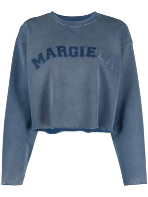 Maison Margiela logo-patch cropped sweatshirt - Blue