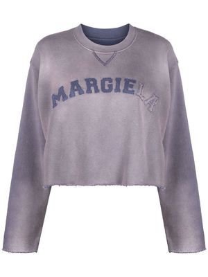Maison Margiela logo-patch cropped sweatshirt - Purple