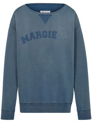 Maison Margiela logo-print faded sweatshirt - Blue