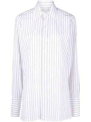 Maison Margiela long-sleeve pinstripe-pattern shirt - White