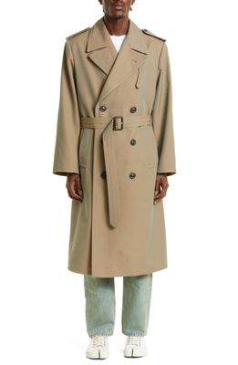 Maison Margiela Men's Doubled Breasted Wool Trench Coat in Nutmeg
