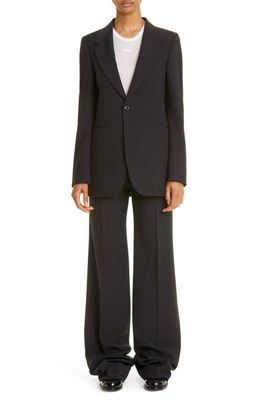 Maison Margiela One-Button Two-Piece Wool Blend Suit in Navy Blue