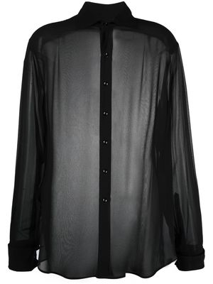 Maison Margiela oversized four-stitch silk shirt - Black