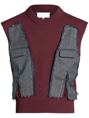 Maison Margiela patchwork knitted vest - Red