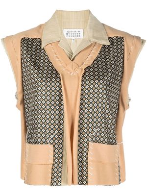Maison Margiela patchwork-pattern collared vest - Neutrals