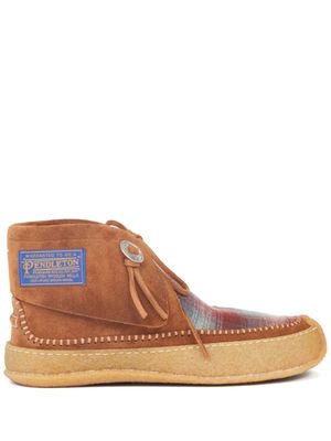 Maison Margiela Pendleton leather boat shoes - Brown