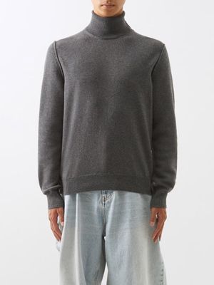 Maison Margiela - Pintucked Cashmere Roll-neck Sweater - Mens - Mid Grey