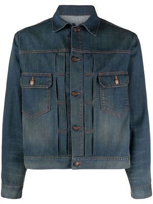Maison Margiela pleat-detailing denim jacket - Blue