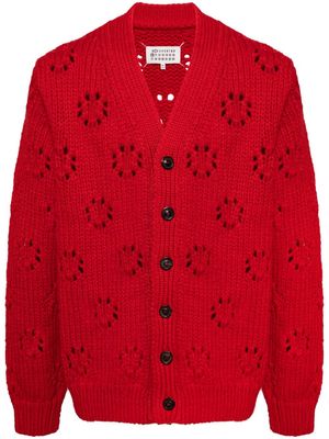Maison Margiela pointelle-knit wool cardigan - Red