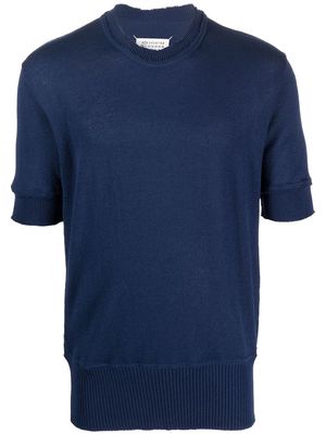 Maison Margiela ripped-edge knitted T-shirt - Blue