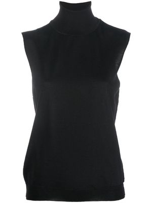 Maison Margiela roll-neck sleeveless knitted top - Black