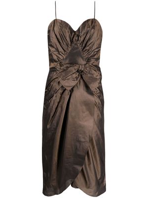 Maison Margiela ruched-detail oversized-bow dress - Brown
