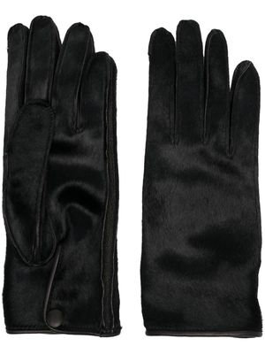 Maison Margiela signature-stitch logo pony-hair gloves - Black