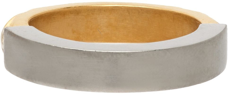 Maison Margiela Silver & Gold Half Engraved Icons Ring