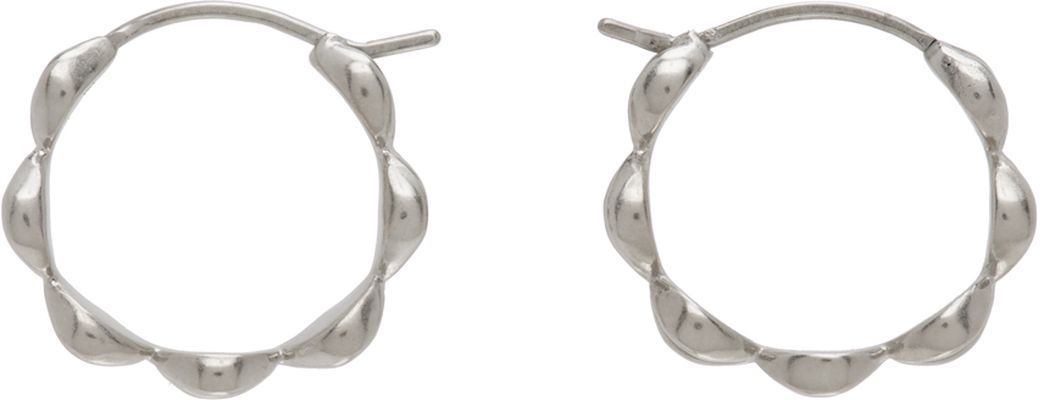 Maison Margiela Silver Textured Hoop Earrings