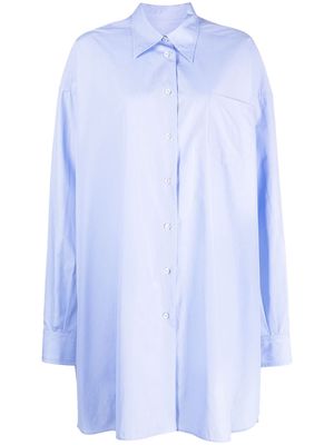 Maison Margiela spread-collar long cotton shirt - Blue