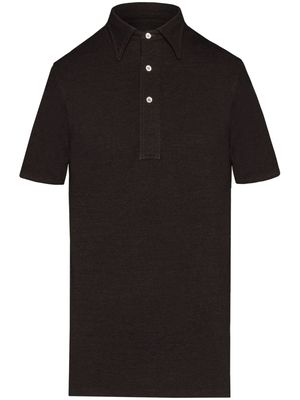 Maison Margiela straight-point collar cotton-blend polo shirt - Black