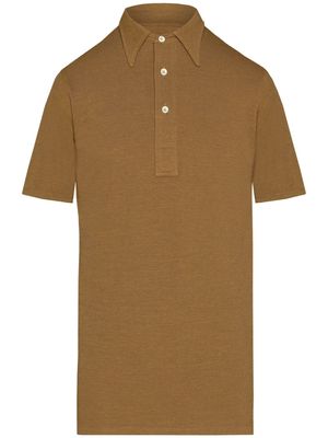 Maison Margiela straight-point collar cotton-blend polo shirt - Neutrals
