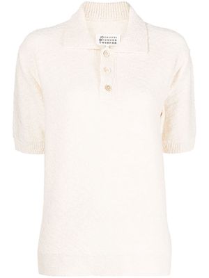 Maison Margiela tonal fine-knit polo shirt - Neutrals