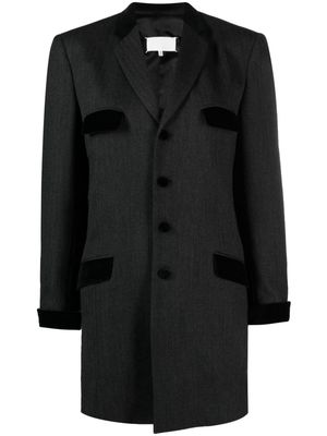 Maison Margiela velvet-trim wool single-breasted coat - Grey
