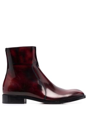 Maison Margiela waxed leather ankle boots - Red