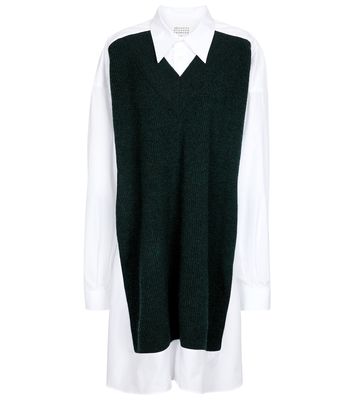 Maison Margiela Wool-paneled cotton shirt dress