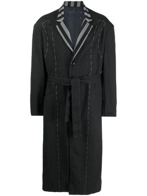 Maison Margiela wool stripe-pattern trench-coat - Black