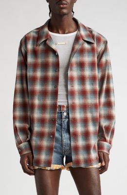 Maison Margiela x Pendleton Oversize Plaid Wool Shirt Jacket in Rust