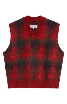 Maison Margiela x Pendleton Plaid Mohair & Wool Blend Sweater Vest in Red/Green/Bordeaux/Navy