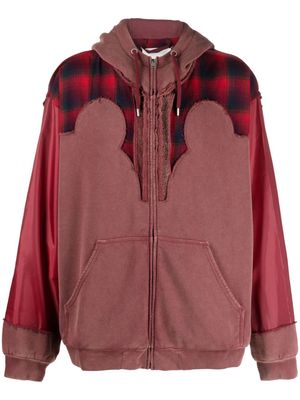 Maison Margiela x Pendleton yoke-detail zip-up hoodie - Red